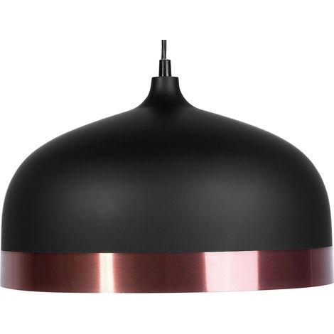Lampe Suspension Déco en Métal Noir et Bronze avec Intérieur Blanc E27 Max. 40W Solution Éclairage pour Salle à Manger Minimaliste Moderne Beliani