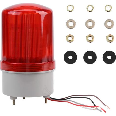 Dioche Gyrophare LED 3W Rouge Ampoule d'éclairage d'avertissement d'urgence LED rouge, lampe à balise rotative, AC220V, 1 pièce Convient pour dans ateliers et les chantiers de construction. (1/5)
