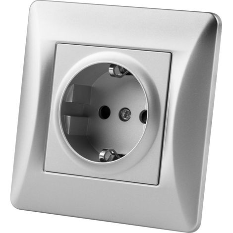 Schuko-Einbausockel Onlex Universal Silber 16a (1/2)