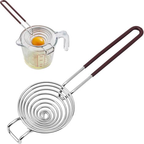 Séparateur d'œufs en acier inoxydable, poignée allongée, pièces pour blanc d'œuf, outil de filtration efficace du blanc d'œuf (1/5)