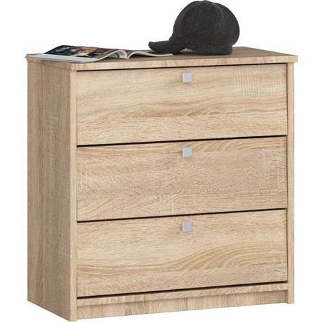 Schuhschrank AKORD MINI in der Farbe Sonoma-Eiche mit 3 Schuhkipper B60 x H62 x T31 cm Gewicht 16 kg (1/4)