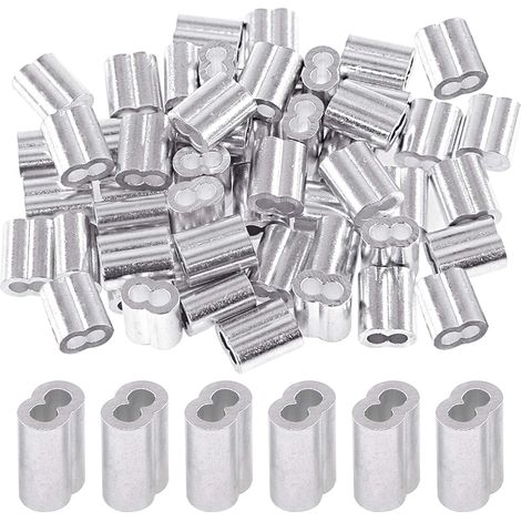 Confezione da 150 manicotti di crimpatura in alluminio da 3 mm per estremità di cavi e funi metalliche (0,3 cm - 150 pezzi)