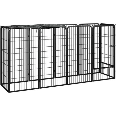 Box Cani 10 Pannelli Nero 50x100 cm Acciaio Verniciato Polvere vidaXL (1/5)