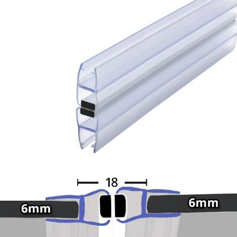 Clear 180° Magnetic Shower Enclosure Seal 6mm x 2000mm (1/3)