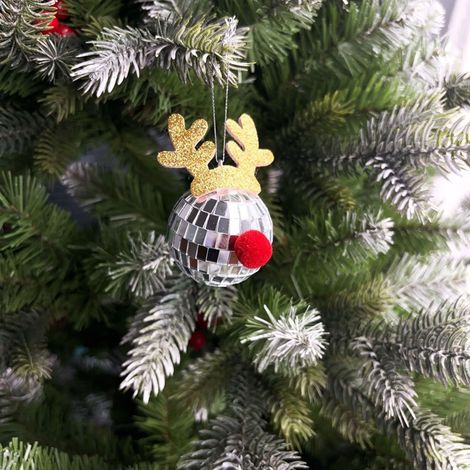 Ornement De Noël - Boule Velours Floqué 15 cm Avec Rayures Dorées - Décoration Arbre Festif - Lot De 3 (1/4)