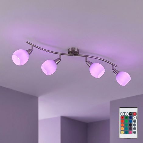 Deckenlampe Deckenleuchte Spotlampe Wohnzimmerleuchte, Fernbedienung Farbwechsler dimmbar Spots beweglich, LED 3W 180Lm warmweiß, LxBxH 70x31,5x23cm