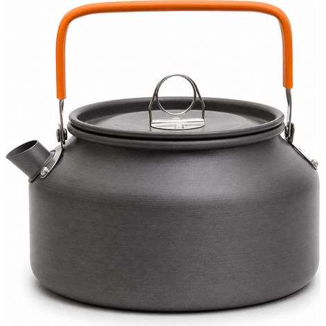 Bouilloire camping portable 1,2 L pour café et thé poignée orange (1/5)