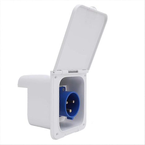 Prise d'alimentation encastrée étanche 3 broches 32 A pour camping-car, caravane et VR (blanche) (1/5)
