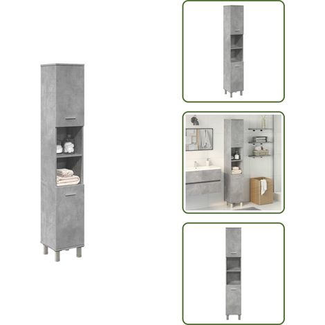 Armoire de salle de bain Gris béton 30x30x179 cm Aggloméré - Armoire De Salle De Bain - Armoires De Salle De Bain - Armoire De Rangement De Salle De Bain - Meuble De Bain (1/5)