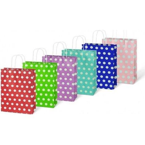 Sacchetto regalo in carta kraft 210x270x110 cm, fantasia a pois.