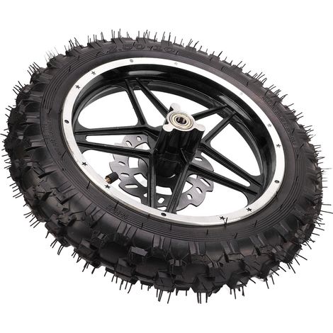 Roue avant complète, pneu 2,5-10 pouces, diamètre d'axe 12 mm, pour véhicule tout-terrain, moto ou vélo. (1/5)