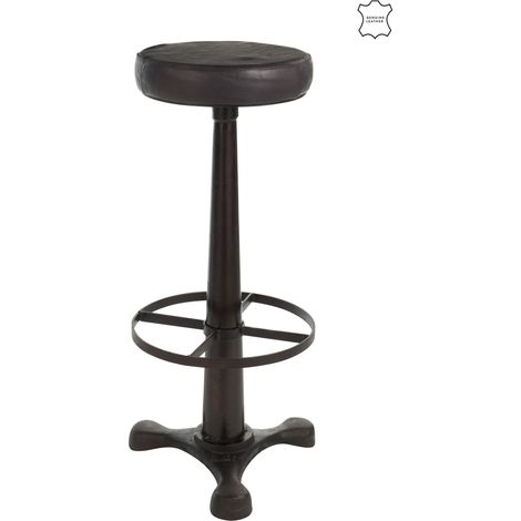Tabouret de bar cuir noir et métal noir Jibel (1/3)