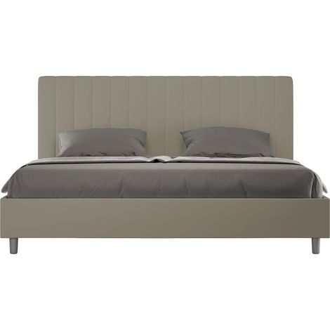 Letto matrimoniale king size contenitore imbottito 180x190 similpelle cappuccino Agueda