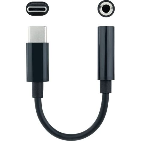 Adaptador USB-C a Jack 3.5 mm NANOCABLE 10.24.1205 11 cm Negro (1/5)