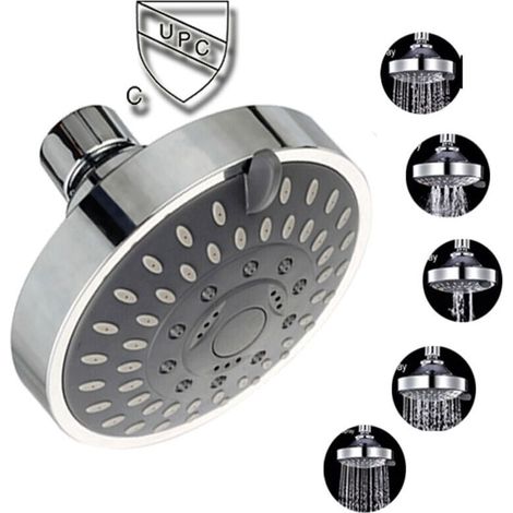 Verstellbarer Duschkopf aus Chrom mit runder Spiegeloberfläche, kompatibel mit den meisten Marken. – AquaForge