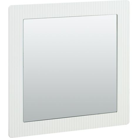 Miroir mural carré moderne 80 x 80 cm avec cadre blanc aspect bois, surface miroir claire et design intemporel – idéal pour l'entrée, la chambre et le salon (1/5)