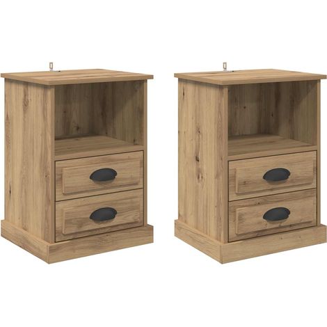 Maison Exclusive - Armadio da Notte 2 pcs Rovere artigianale 36 x 43 x 60 cm