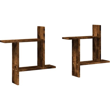 Maison Exclusive - Wandregale 2 Stk. Räuchereiche 50x12x50 cm Hol (1/5)