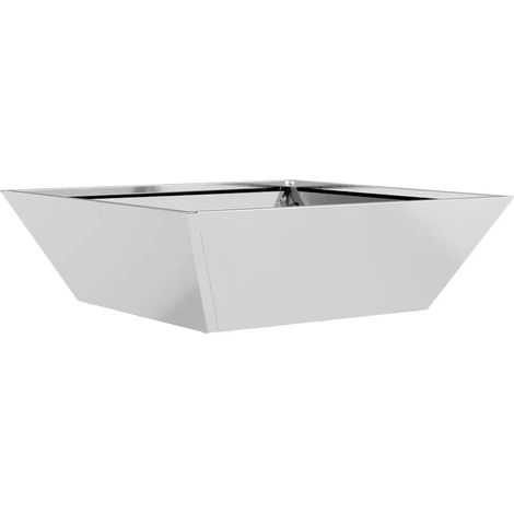 Cache-pot de jardin trapézoïdal moderne design minimaliste 50 x 50 x 15 cm en acier galvanisé argent (1/4)