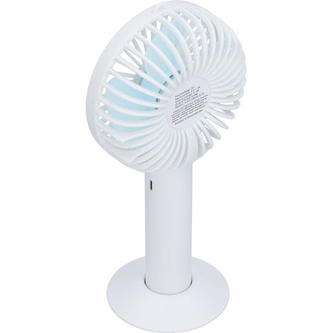 Ventilateur portable rechargeable, idéal pour le bureau et les voyages, ventilateur de bureau/sur pied USB, blanc. (1/5)