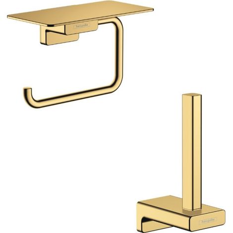 Hansgrohe Portarrollos AddStoris con estante aspecto dorado pulido + Reserva de portarrollos aspecto dorado pulido