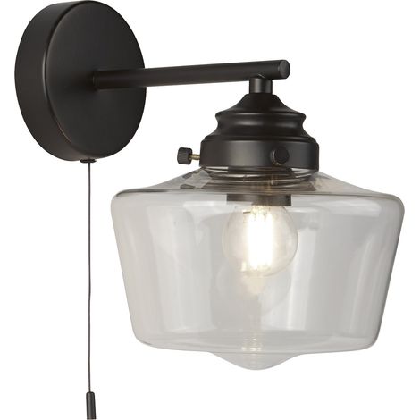 Searchlight School House Applique 1 Luce, Nero, Vetro Opale IP44 (1/5)