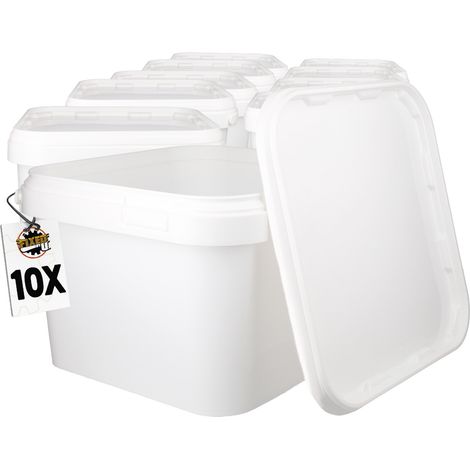 Seau en plastique avec couvercle – PP qualité alimentaire – Rectangulaire 3,5 L – Transport ergonomique – Pour liquides chauds jusqu'à 85°C – Fixedbyu