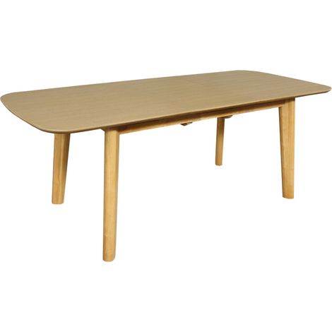 Table à manger extensible rectangulaire 160 - 210cm. placage chêne. teinte naturelle. L 160/210 x P 90 x H 76cm (1/5)
