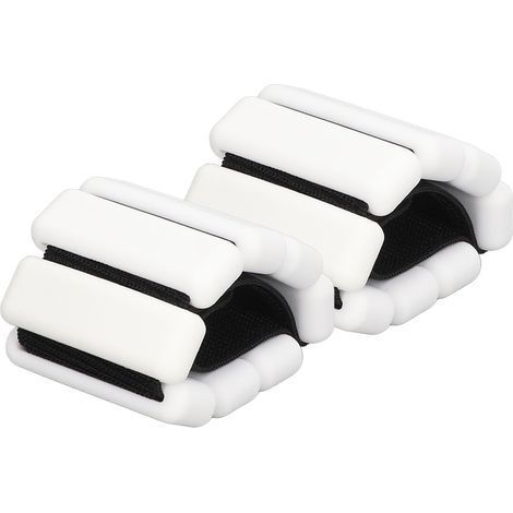 Lot de 2 poids pour poignets blancs de 900 g (2 lb), réglables, avec revêtement en silicone anti-transpiration et picots en acier. Bracelets lestés pour le yoga, la salle de sport et le jogging. (1/5)