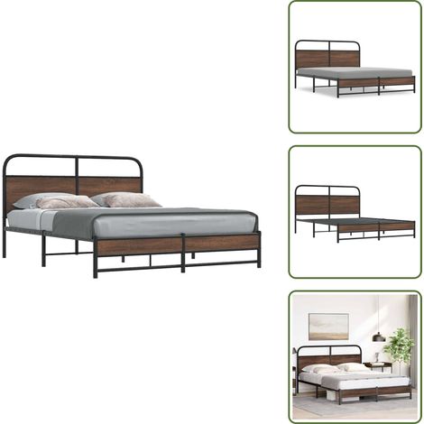 Cadre de lit sans matelas 150x200 cm chêne marron - Cadre De Lit - Cadres De Lit - Meuble De Chambre À Coucher - Lit (1/5)