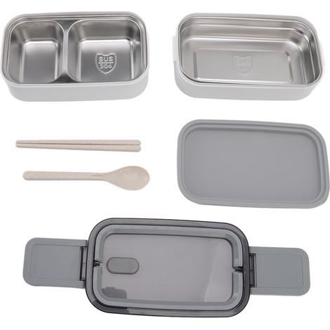 Boîte Bento Inox 304 Micro-ondable Compartimentée avec Couverts pour Déjeuner au Bureau Adulte (1/5)