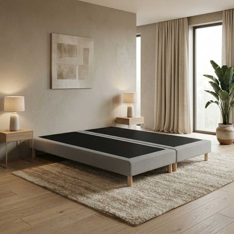 Sommier tapissier à lattes fixes couchage ferme soutien optimal 160 x 200 Sommier Gris chiné (1/5)