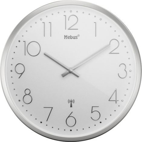 Horloge murale Mebus 19776 radiopiloté(e) 25 cm x 40 mm argent mécanisme d'horloge silencieux (1/5)