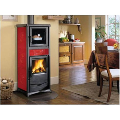 STUFA LEGNA C/FORNO  9.1 KW ROSSELLA PLUS EVO BORDEAUX