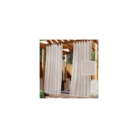 Rideau de terrasse extérieur, avec languette adhésive amovible pour une suspension facile et antidérapant, blanc, imperméable, 2 panneaux (2 x 52 x 84 pouces, naturel) (1/4)