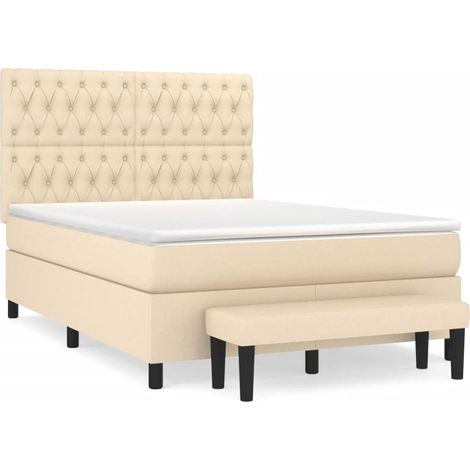 Maison Exclusive - Boxspringbett mit Matratze Creme 140x190 cm St