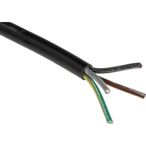Câble d'alimentation RS PRO 4G0,75 mm², gaine PVC Noir, 100m ( Prix pour Bobine de 100 Mètres )