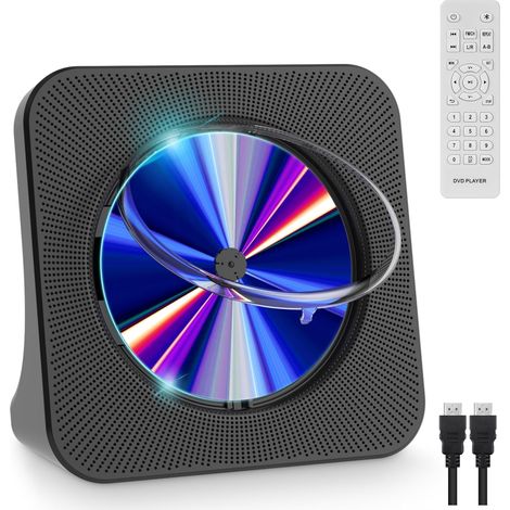 Lecteur DVD/CD Bluetooth pour TV - Bureau avec Haut-Parleur Réveil Radio FM, Lecteur USB et Télécommande - Câble HDMI Inclus (1/5)