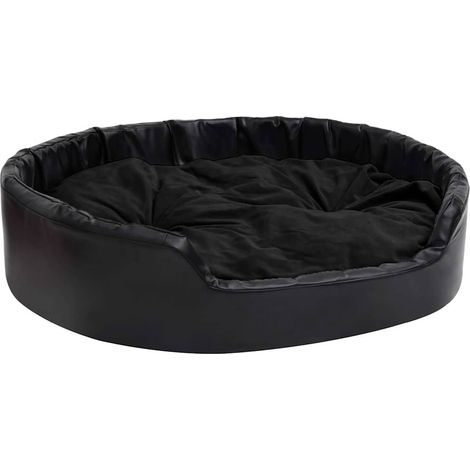Hundebett Schwarz 99x89x21 cm Plüsch und Kunstleder