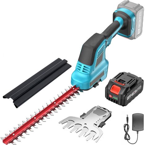 Taille-Haie à Batterie, 2 en 1 Taille-Haie Électrique sans Fil avec 1x4000mAh Batterie, Longueur de Coupe 30cm & 15cm, Fourreau de Protection, pour Haies, Rameaux Fins, Pelouses
