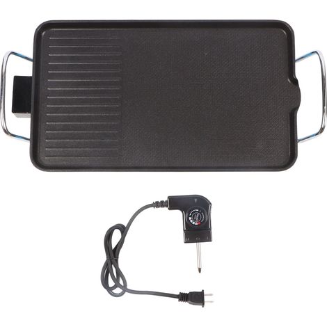 Barbecue électrique sans fumée, en alliage d'aluminium antiadhésif, plaque de cuisson pour la maison, le camping et les activités de plein air (prise américaine 110 V). (1/5)