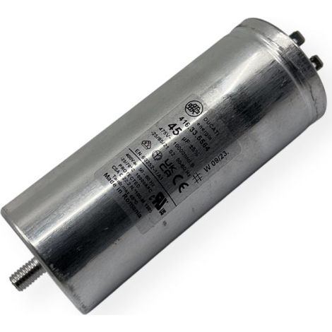 Ducati Energia – Condensateur permanent aluminium 45µF à cosses faston double 6.3mm – Ø50x122mm – Compatible appareils électroménagers