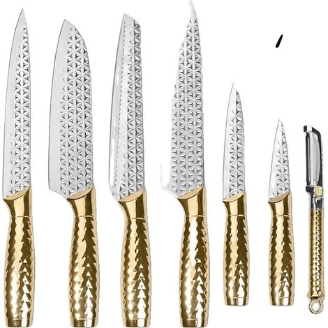 Juego de cuchillos de chef, acero inoxidable, calidad profesional, 7 piezas (1/2)
