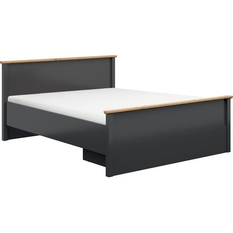 Letto matrimoniale Duck grigio antracite e marrone effetto rovere 160x200cm