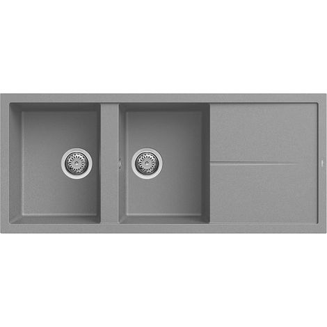 Lavello Elleci Incasso 2 vasche 116x50 Unico 500 Metaltek Grigio Titanium LMU50073