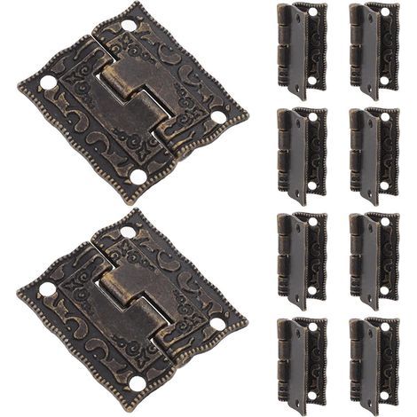 10 Pieces Decorative Furniture Steel Hardware Antique Jewelry Hinges (1/5)