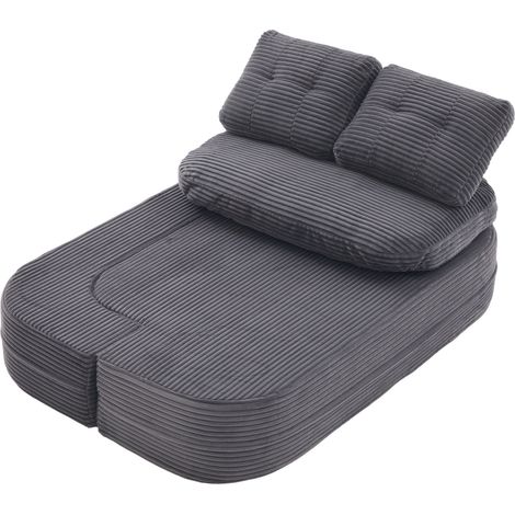 2-in-1 Schlafsessel aus Cordvelours, hohe Rückenlehne, dunkelgrau (1/5)