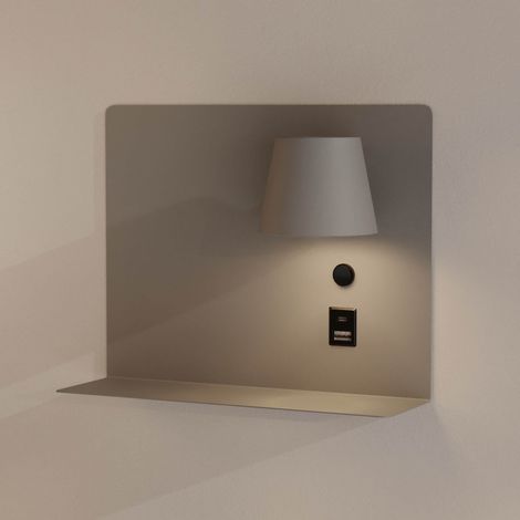 Aplique da parete per lettura con porta USB e USBC "BASKOP" - 6W