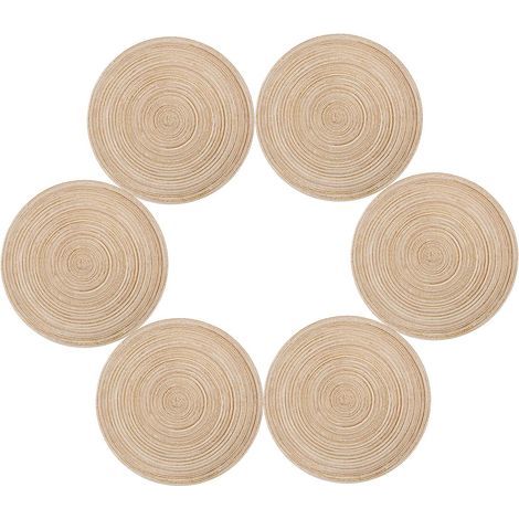 Sets de Table, Lot de 6 Set de Table PP Tressé Lavable Résistantes à la Chaleur Antidérapant, Set de Table Rond 35x35cm(Rond,Ivoire) (1/4)