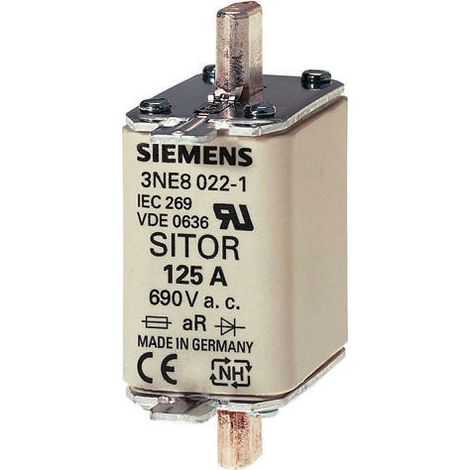 Fusible BS88 à pattes centrées 63A Siemens NH00 690V c.a., gR ( Prix pour Paquet de 3 )